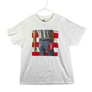 Bruce Springsteen Born in USA Graphic T Shirt Concert Band Tee‎ White Men's XL